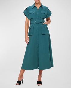 Платье-рубашка миди с короткими рукавами и карманами Audrey LEO LIN