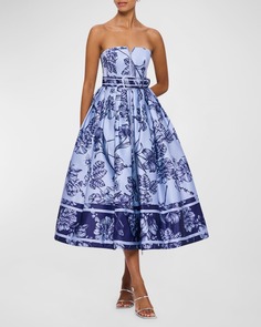 Платье миди с цветочным принтом и поясом с бюстье от Norine LEO LIN