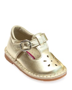 Т-образный ремешок Girl&apos;s Joy из металлизированной кожи с вырезом Мэри Джейн, для малышей/малышей/детей L&apos;Amour Shoes