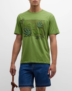 Мужская футболка с вышивкой листьев Loewe