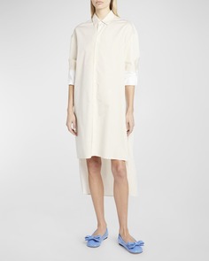 Полосатое платье-рубашка с отворотами Loewe