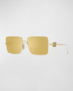 Зеркальные прямоугольные солнцезащитные очки из металлического сплава Loewe
