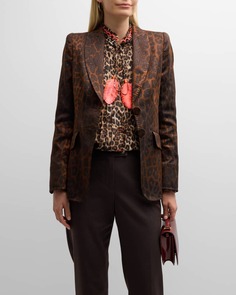 Жаккардовый однобортный пиджак с леопардовым принтом Maison Common