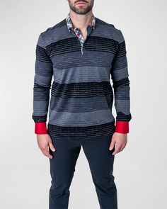 Мужская рубашка-поло Newton в полоску с контрастной отделкой Maceoo
