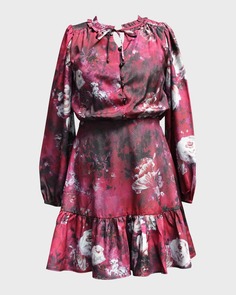 Платье для девочки с длинными рукавами и цветочным принтом, размеры 7–14 Marchesa Notte Mini