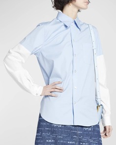 Двухцветная хлопковая рубашка на пуговицах Marni