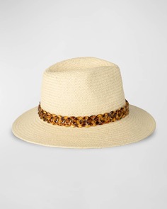 Соломенная фетровая шляпа с черепаховой цепочкой Michael Kors