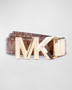 Двусторонний кожаный ремень с логотипом MK Michael Kors