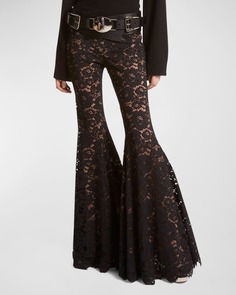 Кружевные расклешенные брюки с цветочным принтом Joplin Michael Kors Collection