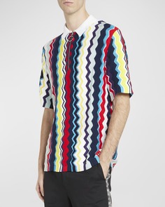 Мужская рубашка-поло с вертикальной молнией Chevron Missoni