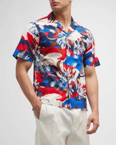 Мужская рубашка Camp с цветочным принтом и камуфляжным принтом Moncler