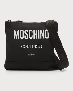 Мужская холщовая сумка через плечо с логотипом Moschino