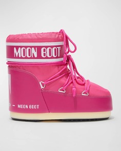 Классические двухцветные короткие зимние сапоги на шнуровке Moon Boot