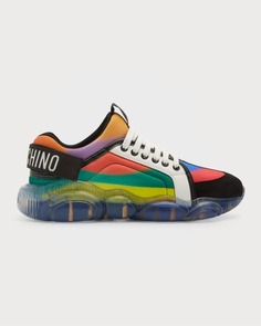 Мужские разноцветные модные кроссовки на прозрачной подошве с плюшевой подошвой Moschino