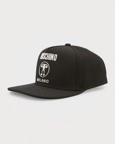 Мужская бейсболка с плоскими полями и логотипом Cappello Moschino