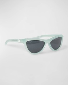 Солнцезащитные очки «кошачий глаз» из ацетата Atlanta Teal Off-White