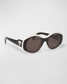 Черно-белые овальные солнцезащитные очки Doyle из ацетата Palm Angels