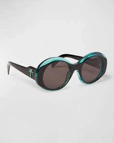 Зеленые овальные солнцезащитные очки Doyle из ацетата Palm Angels