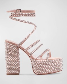 Кожаные сандалии на платформе с кристаллами Holly Evita Paris Texas