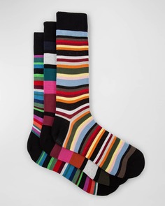 Подарочный набор из 3 мужских носков в полоску с круглым вырезом Paul Smith