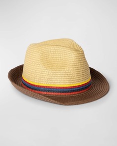 Мужская соломенная шляпа Fedora в яркую полоску Paul Smith