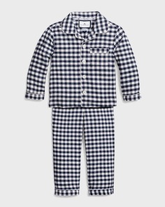 Пижамный комплект темно-синего цвета в мелкую клетку для мальчика, размеры 6–14 Petite Plume