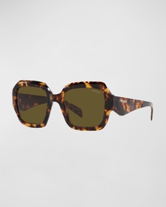Геометрические квадратные солнцезащитные очки Havana из ацетата и пластика Prada