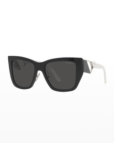 Квадратные солнцезащитные очки из ацетата и металла с треугольным логотипом Prada