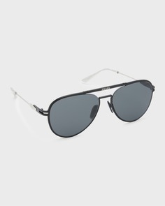 Мужские солнцезащитные очки-авиаторы с двойной перемычкой из металла Prada