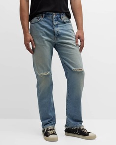 Мужские джинсы с эффектом потертости в винтажном стиле PURPLE