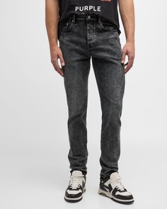 Мужские зауженные джинсы с эффектом потертости в винтажном стиле PURPLE