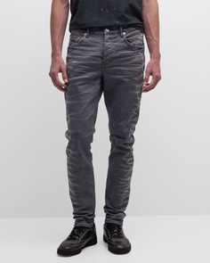 Мужские темно-серые джинсы скинни с выцветшими боковыми швами PURPLE