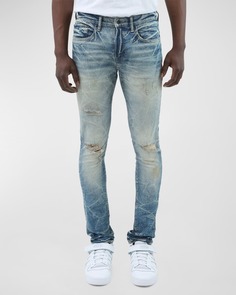 Мужские рваные джинсы скинни с мотивом PRPS