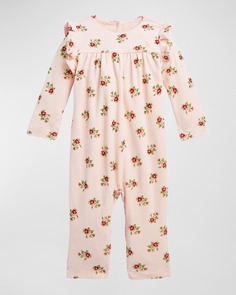Слитный велюровый комбинезон с цветочным принтом для девочки, размер 3–12 мес. Ralph Lauren Childrenswear