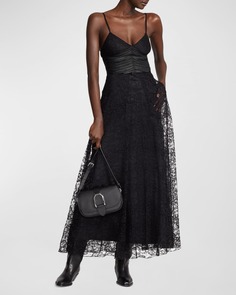 Кружевное платье Jerome с кожаной окантовкой Ralph Lauren Collection