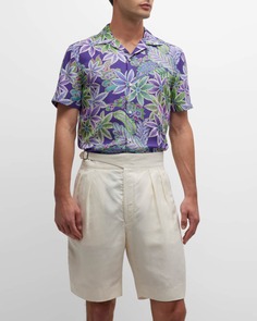 Мужская шелковая рубашка с цветочным принтом Archer Camp Ralph Lauren Purple Label