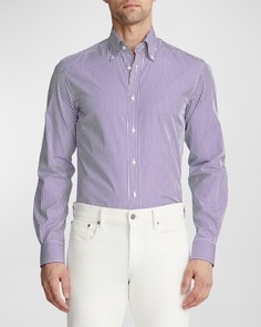 Мужская спортивная рубашка из поплина в бенгальскую полоску Ralph Lauren Purple Label
