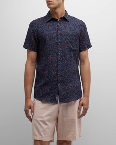 Мужская льняная рубашка с короткими рукавами Barrytown Geo-Floral Rodd &amp; Gunn