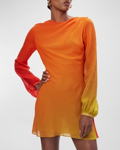 Мини-платье Timbra с объемными рукавами и V-образным вырезом на спине с эффектом омбре Ronny Kobo