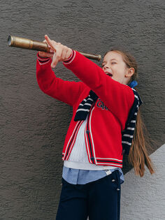 Трикотажный свитер с длинным рукавом для девочек с V-образным вырезом Southblue