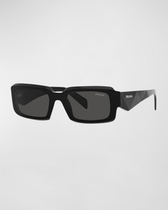 Прямоугольные солнцезащитные очки из ацетата и пластика с геометрическим логотипом Prada