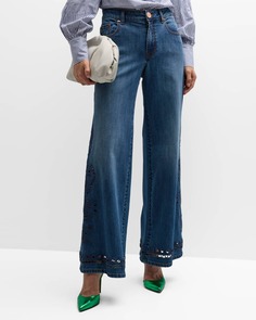 Широкие джинсовые брюки с вырезами Maison Common
