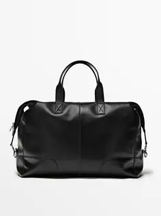 Кожаная сумка для боулинга Massimo Dutti, черный