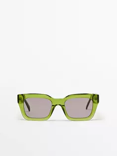 Квадратные солнцезащитные очки миди Massimo Dutti, зеленый