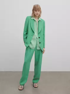 Пиджак из смешанного льна - studio Massimo Dutti, зеленый
