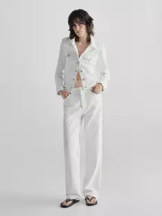 Релаксированные джинсы прямого кроя Massimo Dutti, кремовый