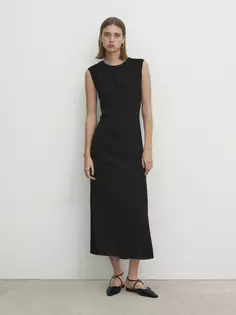 Платье миди с перекрестом на спине Massimo Dutti, черный