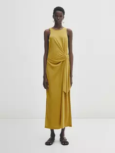 Платье миди с узелом Massimo Dutti, желтый