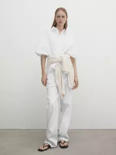 Рубашка из поплина с рукавами кимоно Massimo Dutti, белый
