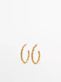 Серьги-кольца с позолоченным покрытием среднего среднего среднего Massimo Dutti, золотой